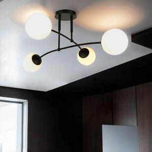 Lampada da soffitto moderna nero bianco paralume a sfera 4x E14 plafoniera soggiorno sala da pranzo