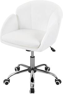 Sedia da ufficio Bloem - Sedia con rotelle - Comfortevole per lavorare - Rivestimento in velluto - 60 x 61 x (72-815) cm - Bianco