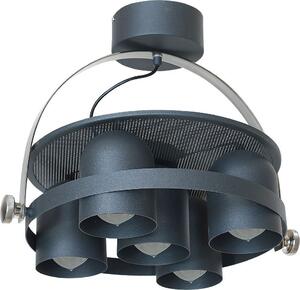 Plafoniera design in stile industriale nero 5 faretti E27 fino a 60W lampada da soffitto per soggiorno cucina loft