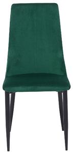 Set di 2 sedie da pranzo con sedile imbottito in velluto verde e metallo nero con schienale alto Beliani
