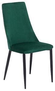 Set di 2 sedie da pranzo con sedile imbottito in velluto verde e metallo nero con schienale alto Beliani