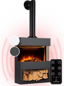 Klarstein Camino Elettrico, Caminetto Elettrico 1800 W, Camino Finto a Riscaldamento Elettrico a Basso Consumo, Fuoco Finto LED, Spazio per Legna, Termocamino con Telecomando, Termostato e Timer