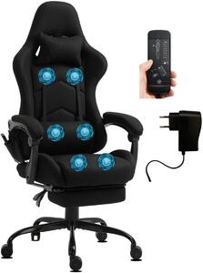 Sedia da gaming - Sedia da ufficio - Sedia da corsa - Seduta confortevole - Funzione massaggio a 6 punti - Portata massima: 150 kg - Colore: nero
