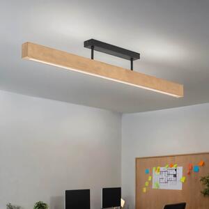 Plafoniera LED metallo legno nero pino allungato luce bianca calda 3000 K 2807 lm lampada da soffitto moderna