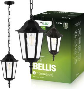 LUMILED lampada a sospensione vintage da esterno 230V lanterna regolabile in altezza vetro alluminio nero retrò presa E27 per giardino IP44