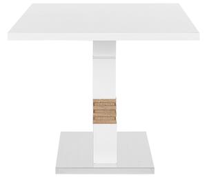 Tavolo da Pranzo in Legno Bianco 160 x 90 cm Piano Allungabile Piedistallo Gamba Moderno Beliani
