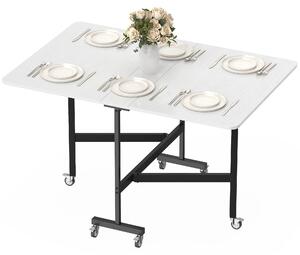 HOMCOM Tavolo da pranzo, tavolo da cucina con rotelle, tavolo pieghevole per 4-6 persone, bianco