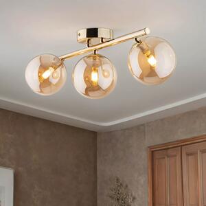 Plafoniera in metallo vetro fumé oro ambra G9 3 luci plafoniera moderna allungata