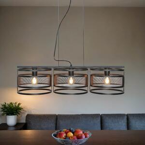 Lampada a sospensione nera a 3 luci in rete metallica moderna E27 regolabile in altezza lampada a sospensione per tavolo da pranzo