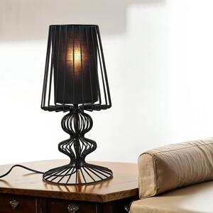 Lampada da tavolo comodino nero 43 cm struttura in filo metallico tessuto E27 lampada da tavolo
