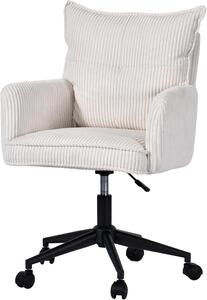 Sedia da ufficio in velluto ribassato - Sedia girevole con tavolino integrato - Comfortevole per lavorare - Regolabile in altezza - 63 x 57 x 98 cm - Bianco