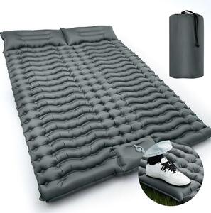 Materassino da campeggio doppio - Materasso gonfiabile per campeggio - Ideale per dormire all'aperto - Con pompa integrata - Spessore 10 cm - Colore grigio