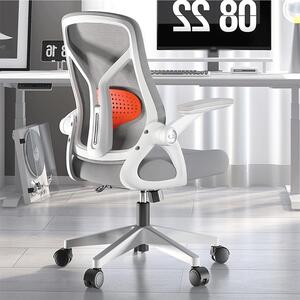 Sedia da ufficio ergonomica - Sedia per computer, ideale per il lavoro da casa - Adatta per lunghe sessioni di utilizzo - Braccioli pieghevoli - Cuscino sedile spesso 8 cm - Colore: bianco