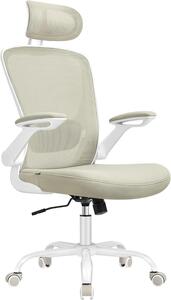 Sedia da ufficio ergonomica - Sedia da lavoro confortevole - Ideale per l'ufficio domestico - Supporto lombare regolabile - Seduta di 53 cm - Colore beige cappuccino