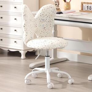 Sedia da scrivania Kinder - Sedia girevole "Farfalla" - Ideale per studiare e giocare - Regolabile in altezza - Altezza seduta: 42-50 cm - Bianco