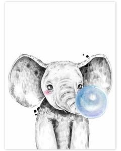 Quadro da parete - Elefante con la bolla blu