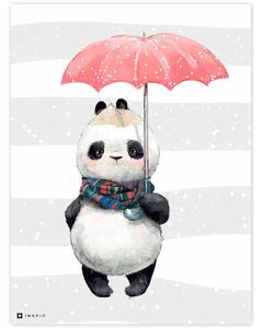 Quadro del Panda con l'ombrello rosso