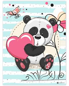 Quadro del panda con il cuore sopra il lettino