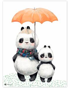 Due Panda con l'ombrello per le pareti