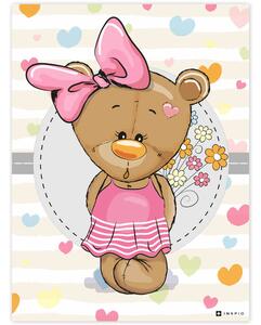 Quadro dell'orsetto con il fiocco rosa per la cameretta femminile