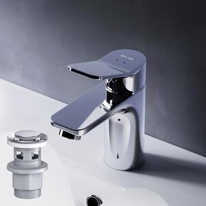 AM.PM Rubinetto da bagno con scarico a scomparsa per lavabo Rubinetto da bagno Cromo Rubinetto per lavabo con scarico a scomparsa Valvola in ottone da 1 1/4 di pollice Scarico