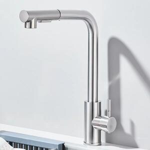 Miscelatore per cucina - Modello 8-CLBXGSG - Doccetta estraibile - Acqua calda e fredda - Bocchetta flessibile - Miscelatore monocomando - Installazione monoblocco - Finitura in nichel spazzolato