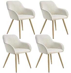 Tectake 405421 sedia marilyn, velluto a coste, imbottita - crema/oro, set di 4