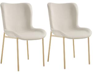 Tectake 405647 sedia imbottita tessa - velluto beige/oro, set di 2