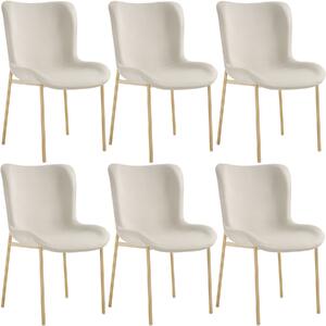 Tectake 405649 sedia imbottita tessa - velluto beige/oro, set di 6