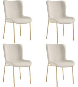 Tectake 405648 sedia imbottita tessa - velluto beige/oro, set di 4