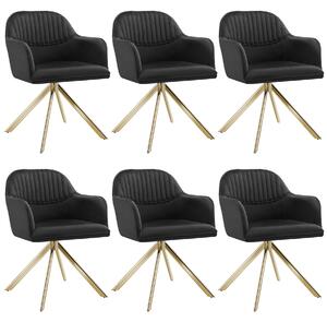 Tectake 405693 sedia girevole effetto velluto con imbottitura spessa - nero/oro, set di 6