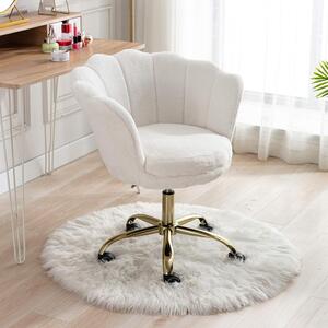 Sedia da ufficio in ecopelliccia - Sedia confortevole - Ideale per il lavoro da casa - Design a forma di fiore - Altezza 86 cm - Colore bianco