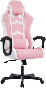 Sedia ergonomica - Sedia da ufficio, sedia da corsa - Lavorare comodamente - Supporto lombare regolabile - Schienale alto - Rosa