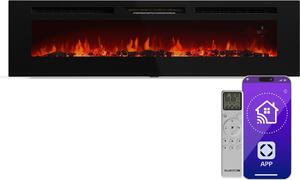 Klarstein Galeras Smart - Camino Elettrico da Parete, 1800W, Fiamma LED Realistica, Controllo con App & Telecomando, Colori & Luminosità Regolabili, Protezione dal Surriscaldamento