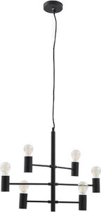 Lucande lampada a sospensione Aidas, nero, metallo, 6 luci