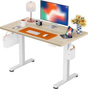 Scrivania regolabile in altezza elettricamente - Scrivania regolabile - Postazione di lavoro ergonomica - 4 posizioni di memoria - 100 x 60 cm - Beige