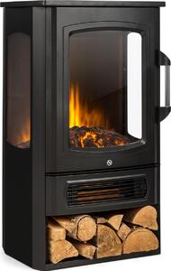 Klarstein Camino Elettrico, Caminetto Elettrico 2000 W, Camino Finto a Riscaldamento Elettrico a Basso Consumo, Fuoco Finto LED, Spazio per Legna, Termocamino, Termostato