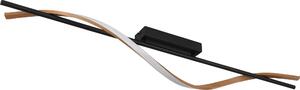 Plafoniera LED, metallo, nero opaco, effetto legno, L 115 cm