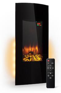 Klarstein Camino Elettrico, Caminetto Elettrico 2000 W, Camino Finto a Riscaldamento Elettrico a Basso Consumo, Fuoco Finto LED, Spazio per Legna, Termocamino con Telecomando, Termostato e Timer