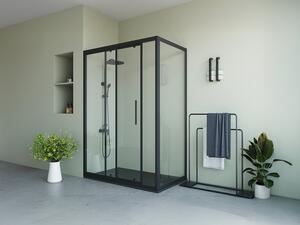 Parete doccia con porta scorrevole nero opaco stile industriale 140 x 80 x 195 cm - TORONI
