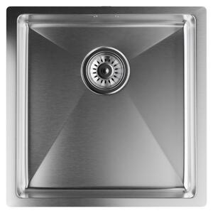 Klarstein Lavello Cucina Inox 304 – Design Elegante Quadrato, Resistente a Graffi & Calore, Facile da Pulire, Include Kit Installazione & Troppopieno, 45x45 cm, Acciaio Inox