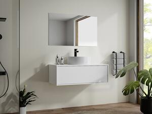 Mobile per bagno sospeso con lavabo singolo tondo 94 cm Bianco - TEANA II