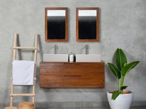 Mobili per bagno sospeso con lavabo doppio 2 cassetti 115 cm in Teak scuro - BIMBING