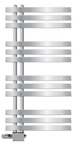 Radiatore da bagno LuxeBath Design, 500x1000 mm, cromo, set di collegamento termostatico universale ad angolo e passante, senza elemento riscaldante