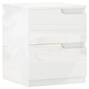 HOMCOM Comodino Moderno in Legno con 2 Cassetti e Design Lucido, 40x40x48 cm, Bianco