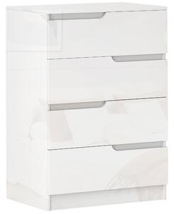 HOMCOM Cassettiera 4 Cassetti Moderna e Minimal in Legno, 60x40x85 cm, Bianco Lucido