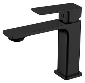 Rubinetto Lavabo Nero A Cascata Monocomando, Miscelatore Rettangolare Con Acqua Calda E Fredda, Finitura Opaca Antigraffio E Nucleo In Ceramica, Per Bagno Moderno