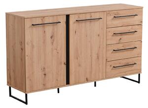 DODO - credenza con 2 ante e 4 cassetti colore rovere