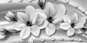 Quadri lussureggiante magnolia con pele in bianco e nero