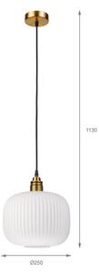 Lampada a sospensione con cavo HECTOR 1xE27/15W/230V bianco/ottone diam. 25 cm